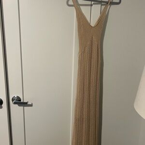 Freshman Tan Knit Maxi Dress
